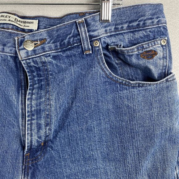 Harley Davidson Genuine Motorclothes Blue Straight Leg Jeans Mens Zip Size 40/30 - Picture 4 of 12